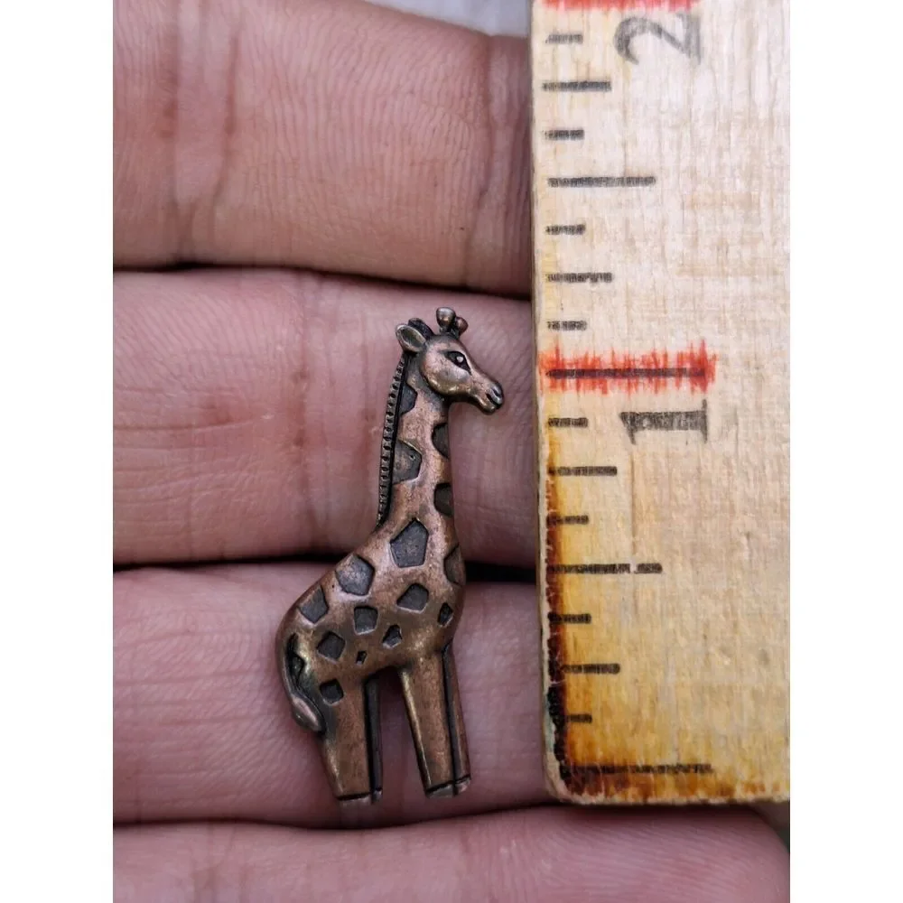 Zebra Giraffe Brooch Lapel Tie Pin Signed JJ‎ Vintage 1